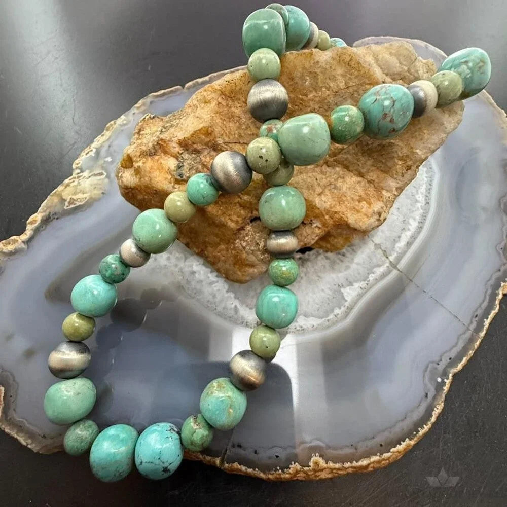 Carolyn Pollack Sterling Silver Navajo Pearl & Turquoise Beads 16